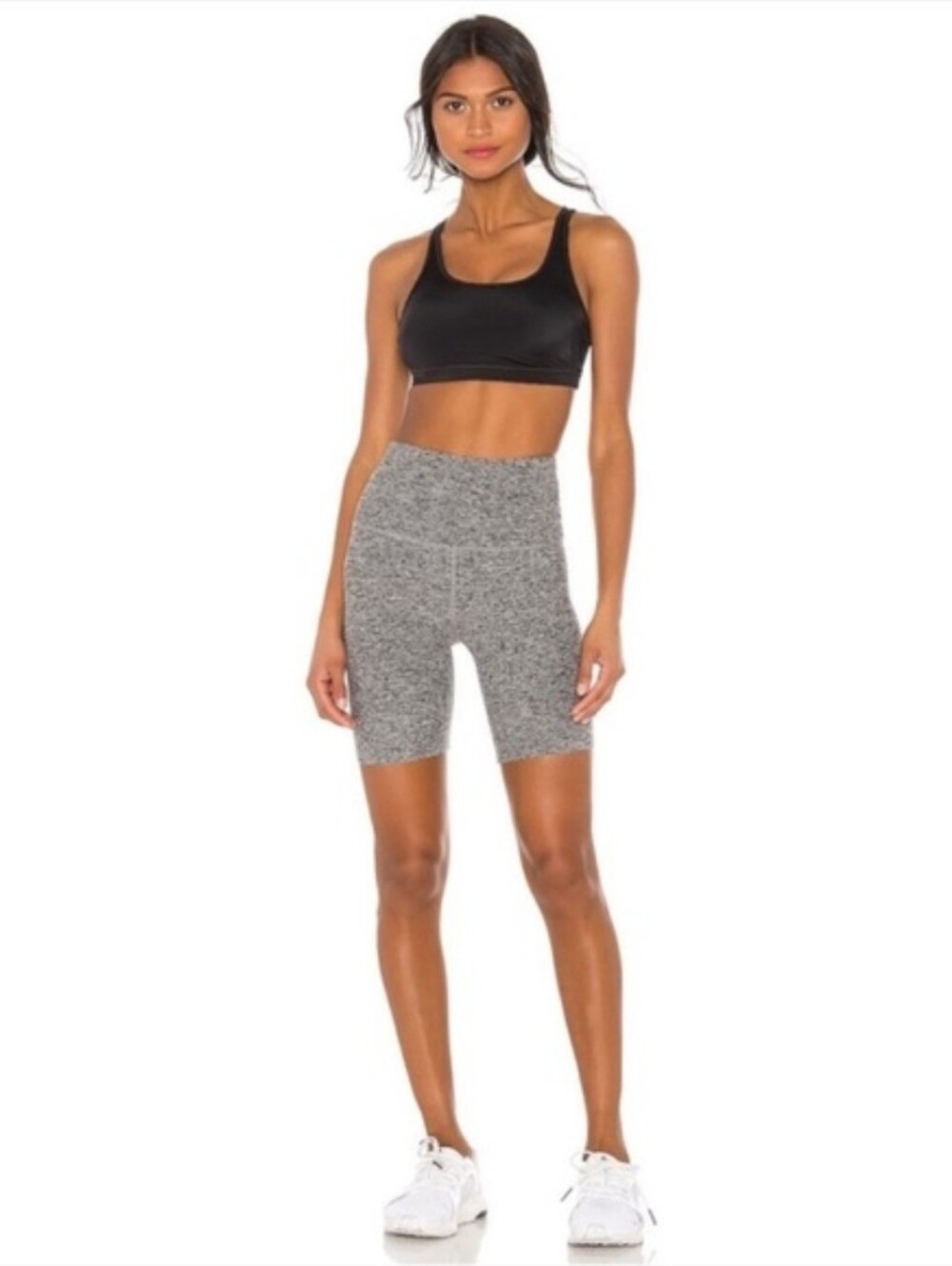 Beyond Yoga Spacedyed Grey Biker Shorts High Waisted